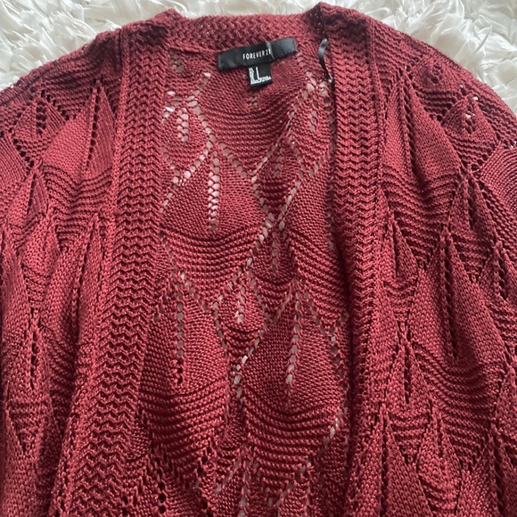 Forever 21 maroon open knit cardigan small - Picture 3 of 3